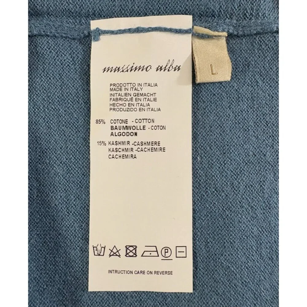 Massimo Alba Cotton cashmere jersey t-shirt sz M color blue rain NWT $490 ItalY - Picture 5 of 9